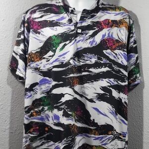 Abstract Black & White Multicolor Men's Polo